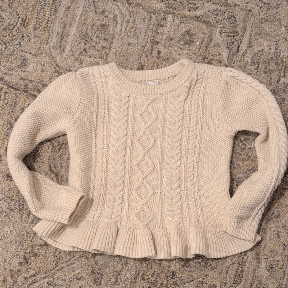 GAP Ivory Cable Knit 100% Organic Cotton Sweater